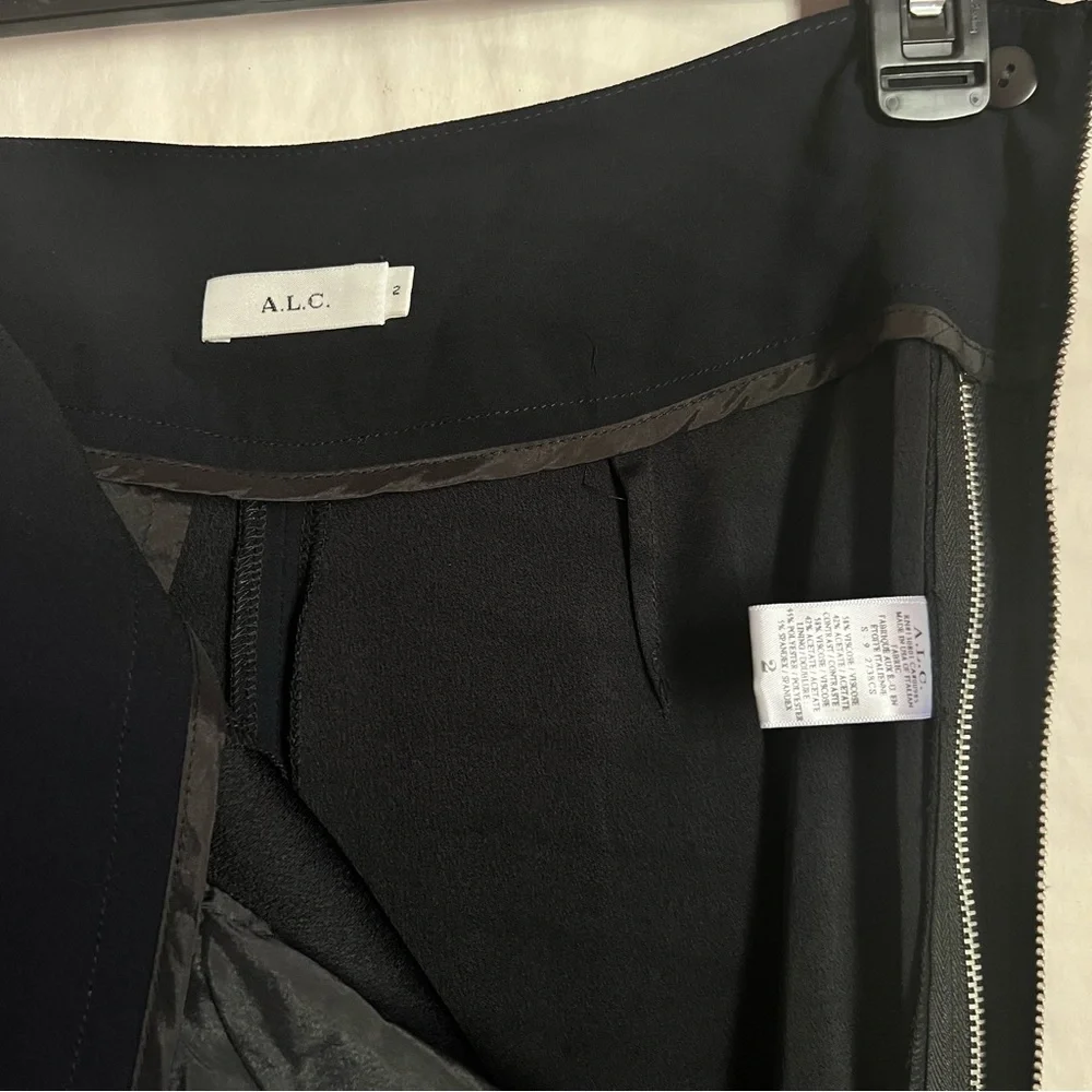 A.L.C. Side Zip Trousers Blue/Blk Trim SZ 2 High Rise Pockets Casual Evening - Picture 9 of 16